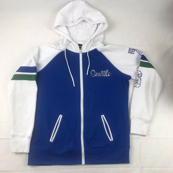 seattle full zip hoodie sequin bling size med - Picture 2 of 12